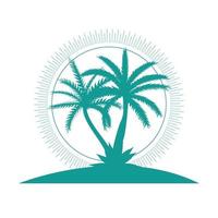 Beautiful Palm Tree Icon Silhouette Background Vector Illustration