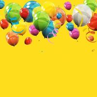 Color Glossy Happy Birthday Balloons Banner Background Vector Illustration