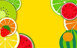 Abstract Mixed Flat Fruit Background Vector Illustration