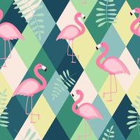 Cute Retro Seamless Flamingo Pattern Background Vector Illustration