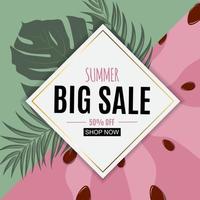 Abstract Summer Sale Background with Fresh Fruits. Vector Illustration