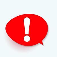 Red attention sign in speech bubble. Exclamation mark icon. Vector illustration