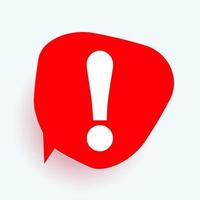 Red attention sign in speech bubble. Exclamation mark icon. Vector illustration