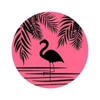 Cute Pink Flamingo Icon Vector Illustration