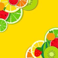 Abstract Mixed Flat Fruit Background Vector Illustration