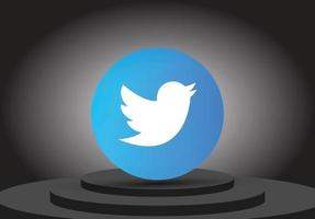 social media 3d twitter icon vector