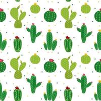 Cactus Icon Collection Seamless Pattern Background Vector Illustration
