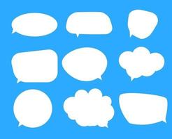 White blank speech bubbles, thinking balloon set on blue background. Vector Illustratio