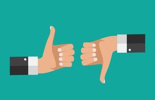 Flat Design Thumbs Up and Down Background . Vector Illustration