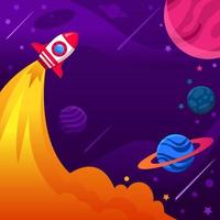 Rocket Ship Fly to the Outer Space vector