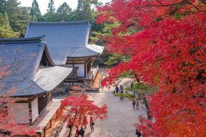 Templo con hojas de colores otoñales en Kioto, Japón foto