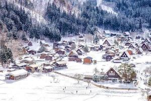 Aerial view of Shirakawa village Gifu in Japan photo