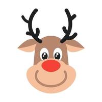 Reindeer head christmas flat style design vector illustration icon sign isolated on white background. Symbol of merry christmas and happy new year.