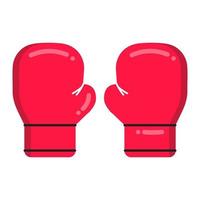 Guantes de boxeo rojos diseño de estilo plano vector ilustración icono signo aislado sobre fondo blanco. símbolos del concepto de emblema y juego de deporte de boxeo.
