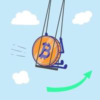 bitcoin on swings goes up vector