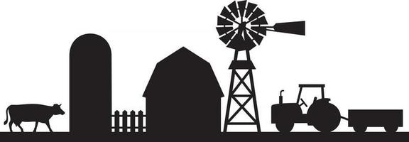 Farm Silhouette Landscape vector