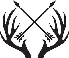 Deer Skull with Horns and Crossed Arrows vector