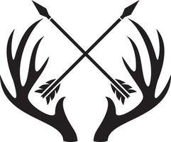 Deer Skull with Horns and Crossed Arrows vector