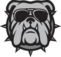 cabeza de bulldog con gafas de sol de aviador gris vector