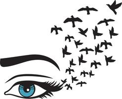 Woman Eye and Birds Color vector
