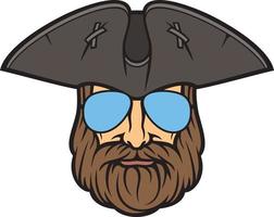 Pirate Head with Aviator Sunglasses Color vector