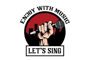 enjoy with music let's sing  illustration design vector