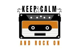 keep calm and rock on typography design with radio cassette vector