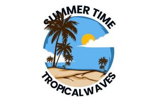 summer time flat illustration hand drawn design vector