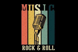music rock and roll merchandise t shirt design with microphone vector