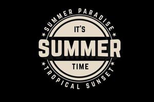 tropical paradise summer time typography design vector