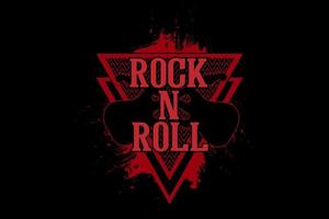 Diseño de tipografía de rock and roll con guitarra. vector