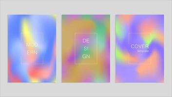 Minimal abstract vector fuid cover design template. Holography gradient background. Vector templates for placards, banners, flyers, presentations and reports