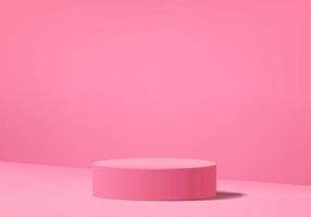 Cylinder abstract minimal scene with geometric platform. Summer background vector 3d rendering with podium. stand to show cosmetic products. Stage showcase on pedestal modern 3d studio pink pastel