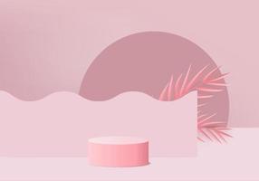 3d display product abstract minimal scene with geometric podium platform. cylinder background vector 3d rendering with podium. stand for cosmetic products. Stage showcase on pedestal 3d pink studio