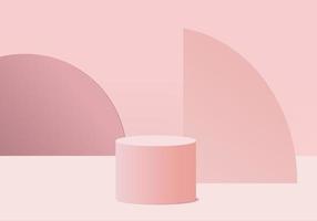 Podio rosa mínimo y escena con vector de render 3d en composición de fondo abstracto, ilustración 3d simulacro de formas de plataforma de forma de geometría de escena para exhibición de productos. escenario para producto en moderno.