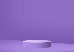 Los productos de fondo 3D muestran una escena de podio con plataforma geométrica. representación 3d del vector del fondo con el podio. Stand para mostrar productos cosméticos. escaparate del escenario en la pantalla del pedestal estudio púrpura
