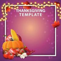 Thanksgiving template for your arts with garland, frame, place for text and autumn harvest vector