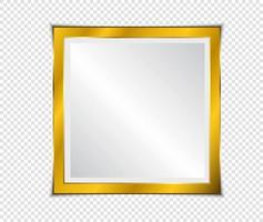 Gold shiny glowing frame with shadows isolated on transparent background. Gold luxury vintage style realistic border, photo, banner. illustration - Vector