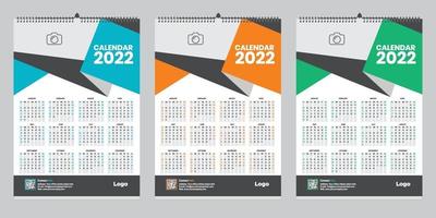 Free Single Page Wall Calendar 2022 Template Design Idea vector