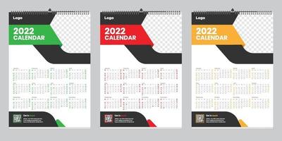 idea de diseño de plantilla de calendario de pared de una sola página gratis 2022 vector