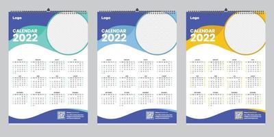 Free Single Page Wall Calendar 2022 Template Design Idea vector