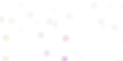 Light pink, yellow vector doodle template with flowers.