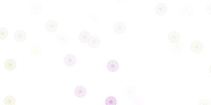 Light pink, yellow vector doodle template with flowers.