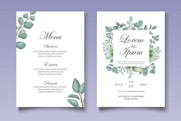 Hand Drawn Greenery Floral Wedding Invitation