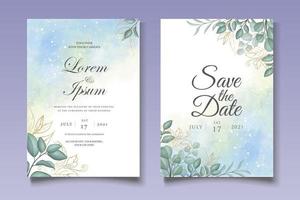 invitación de boda floral verde dibujado a mano vector