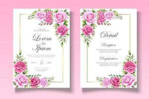 hermoso tema floral de la tarjeta de boda vector