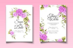 hermoso tema floral de la tarjeta de boda vector