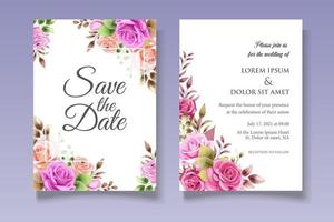 hermoso tema floral de la tarjeta de boda vector