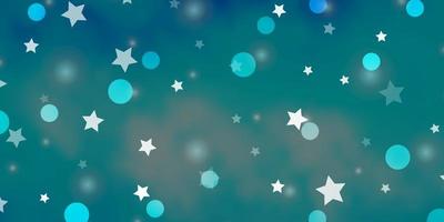 textura de vector azul claro con círculos, estrellas. diseño abstracto en estilo degradado con burbujas, estrellas. diseño para textiles, telas, papeles pintados.