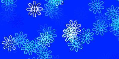 Fondo de doodle de vector azul claro con flores.